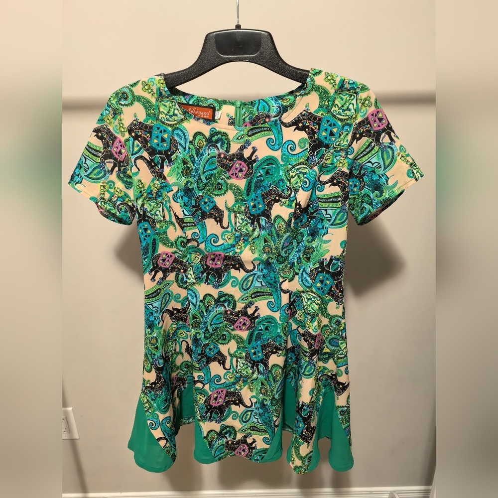 Boho Elephant Print Green A-Line Dress